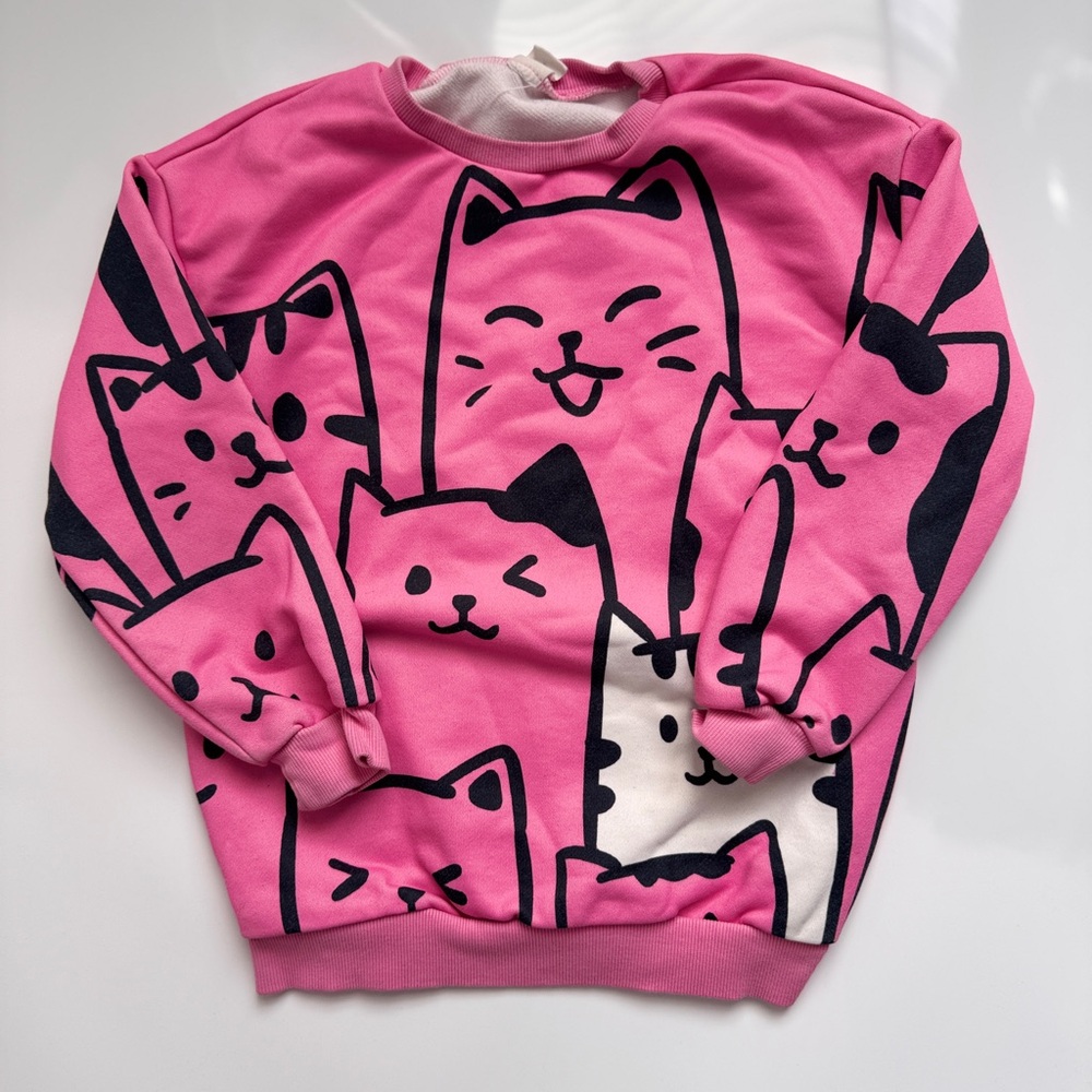 SHEIN - 6Years - Pink Cat Print Sweatshirt (Girls)